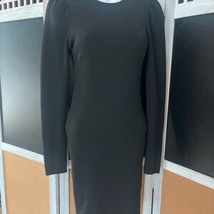 Elegant Black Long Sleeve Knit Dress